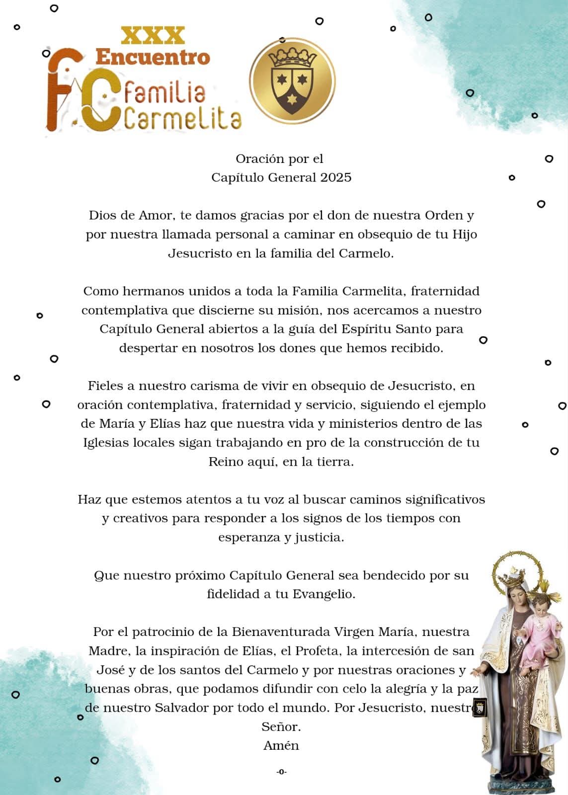 Oración: XXX Encuentro Familia Carmelita
